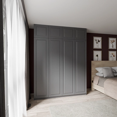 Шкаф с антресолью и фрезерованными фасадами Альтаир Графит (Оргей)